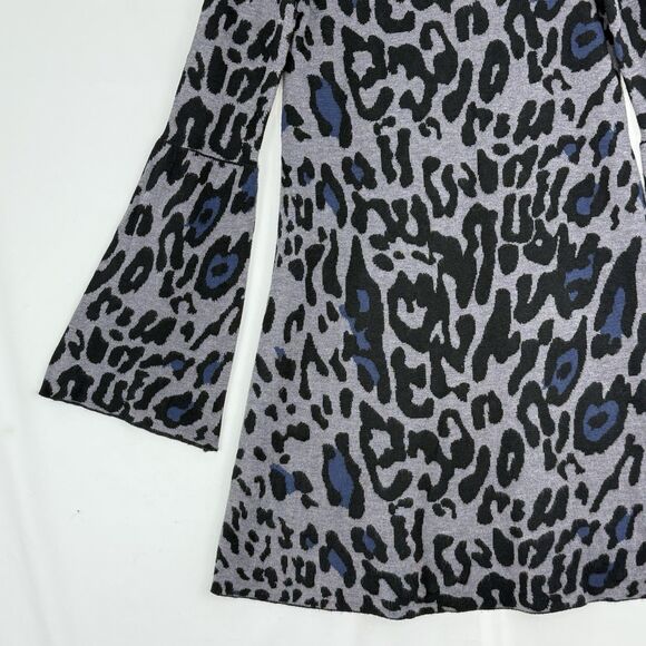 JOHN + JENN Small Leopard print Knit sweater dress Flare Sleeves - Picture 15 of 16